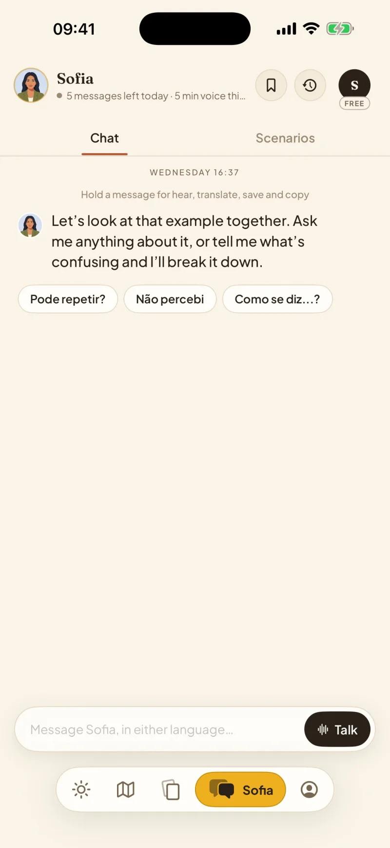 Sofia, the AI conversation tutor