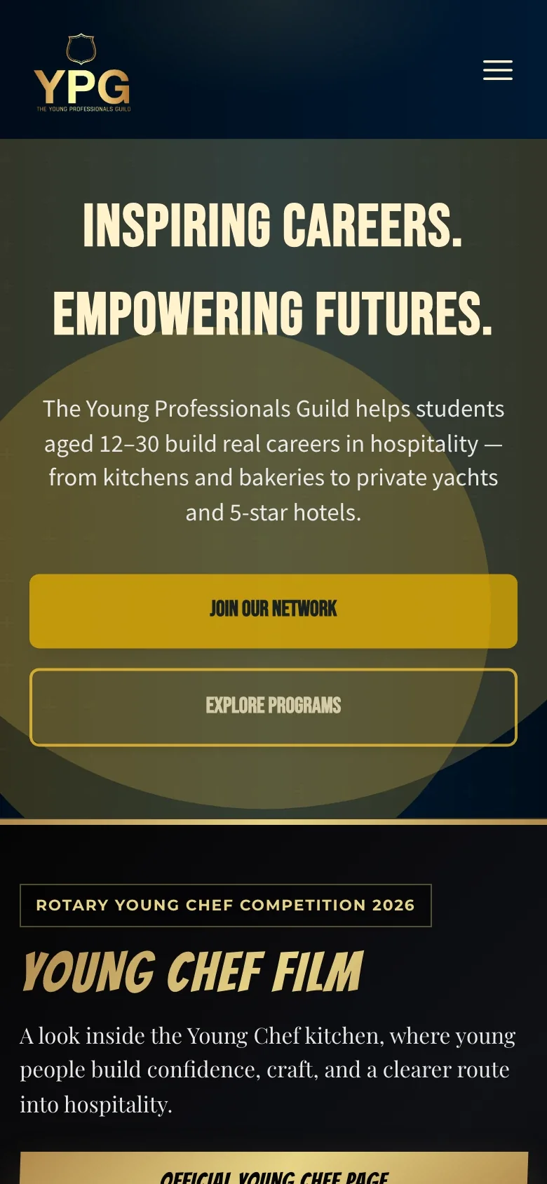 YPG Marketing Site on mobile